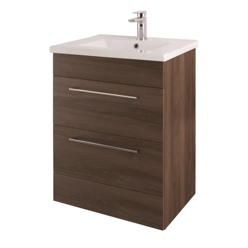 Cesena 50 Floor Standing Unit & Basin Walnut