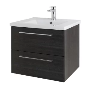 Cesena 50 Twin Drawer Wall Hung Unit & Basin Shadow Black