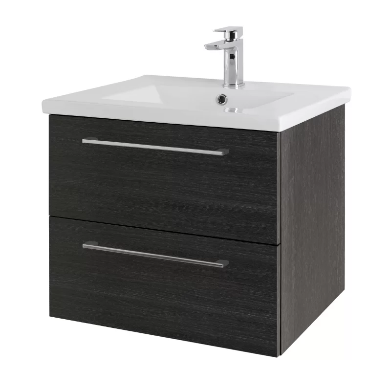 Cesena 50 Twin Drawer Wall Hung Unit & Basin Shadow Black