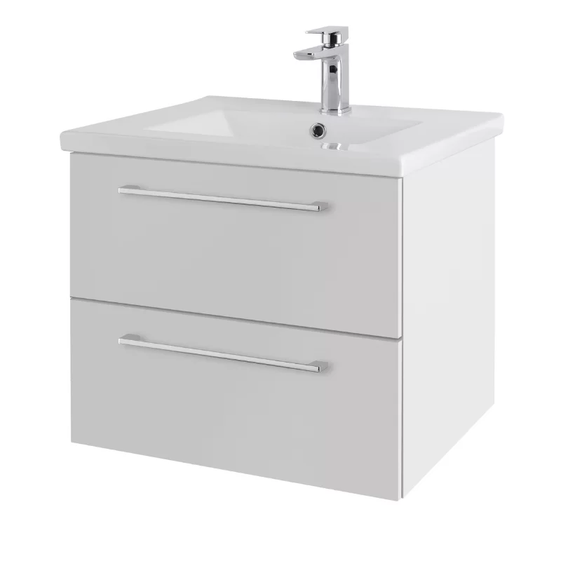 Cesena 50 Twin Drawer Wall Hung Unit & Basin White