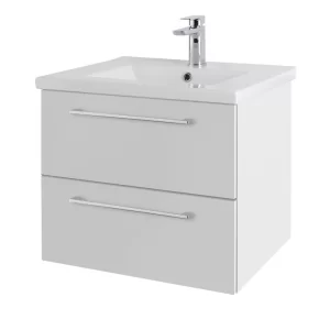 Cesena 60 Twin Drawer Wall Hung Unit & Basin White