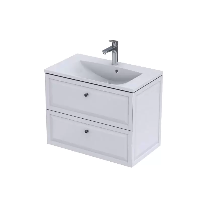 Chatsworth Vanity Unit & Basin In Retro Style – Matt White, 80cm