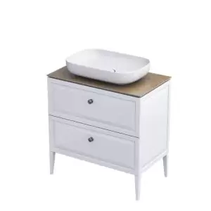 Chatsworth 80cm Countertop 2 Drawer Floor Standing Vanity Unit & Basin – Matt White